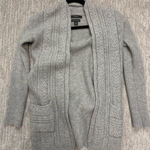Tahari Light Gray Open Front Cardigan